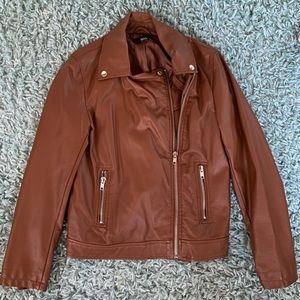Faux Leather Jacket (Brown)